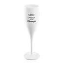 Glas champagne " Save water drink champagne" vit 