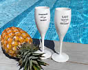 Glas champagne "Save water drink champagne" vit