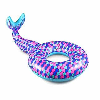 Ring uppblåsbar sjöjungfru blå 180x110 cm