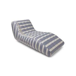 Lounge fåtölj uppblåsbar blåvit 180x99cm