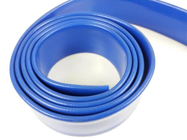Flatrullad slang blå 35mm inv. för dränkpump spa permeter