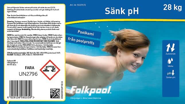 Sänk pH flytande 28 kg <15% svavelsyra Pool UN 2796