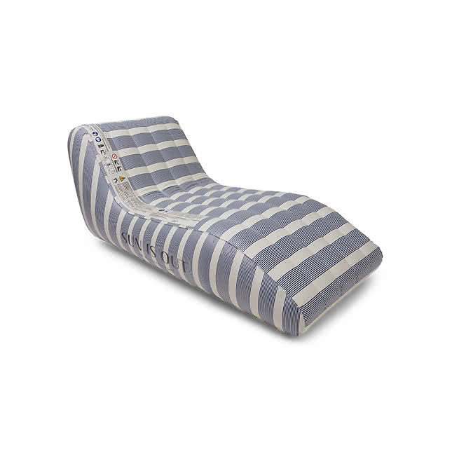 Lounge fåtölj uppblåsbar blåvit 180x99cm