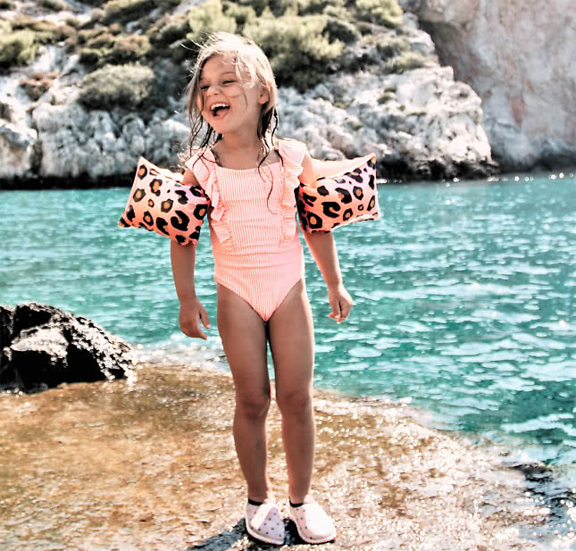 Armpuffar rosa leopard 2-6 år